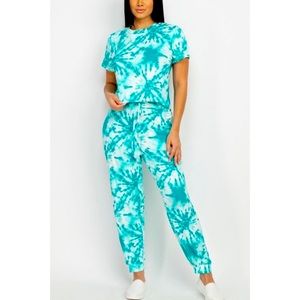 Cropped Tee and High Waisted Tie-Dye Set